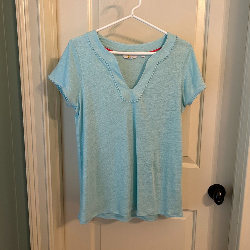 Boden Light Blue Short Sleeve Tee with details